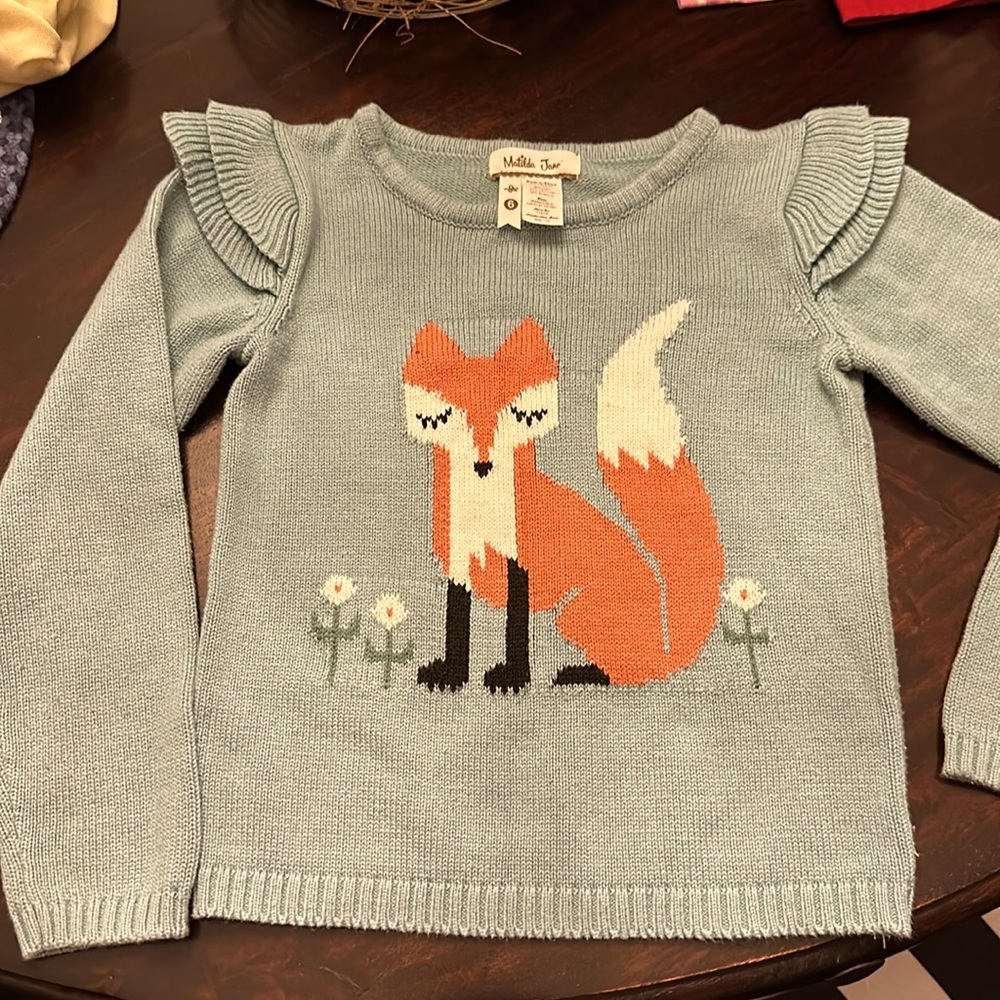 Matilda Jane girls size 6 sweater with fox